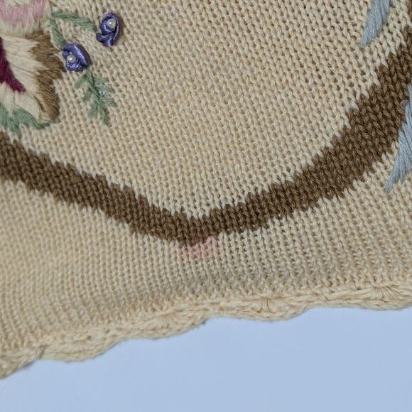 Vintage Floral Embroidered Cardigan Sweater Short Sleeve Button Down Grannycore - Picture 6 of 6